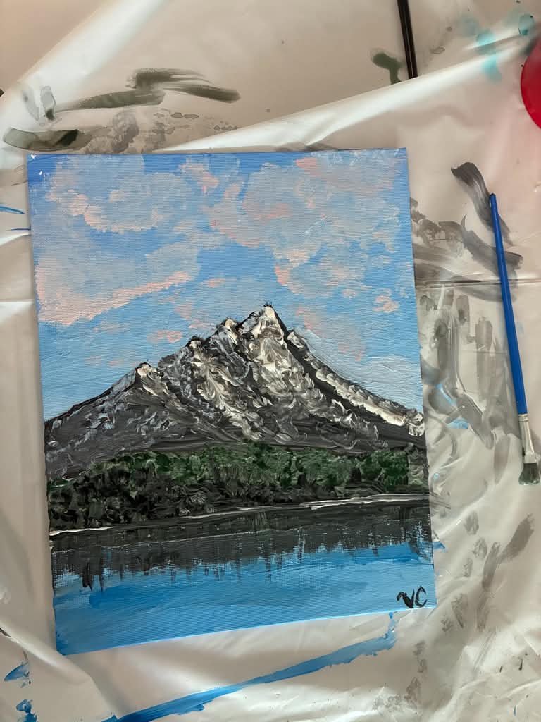 Acrylic mountain landscape painting