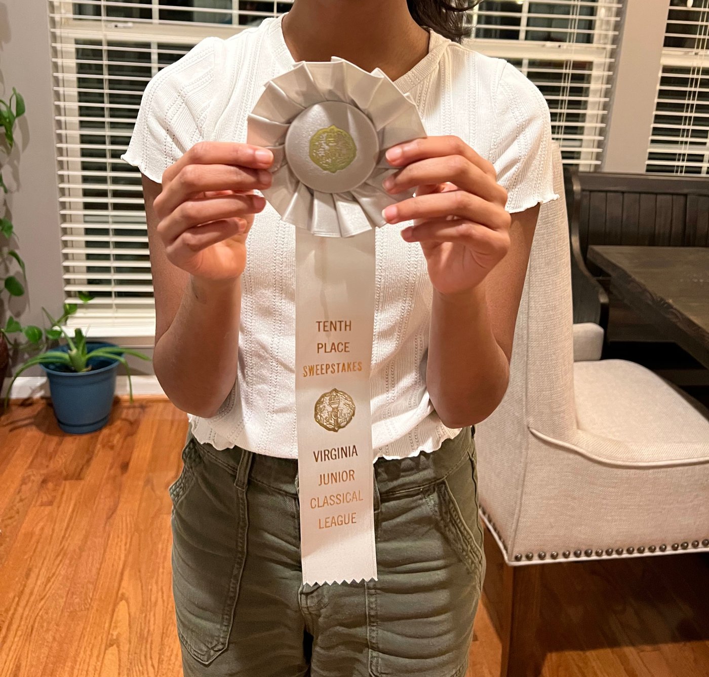 Tenth Place Sweepstakes ribbon, Virginia Junior Classical League